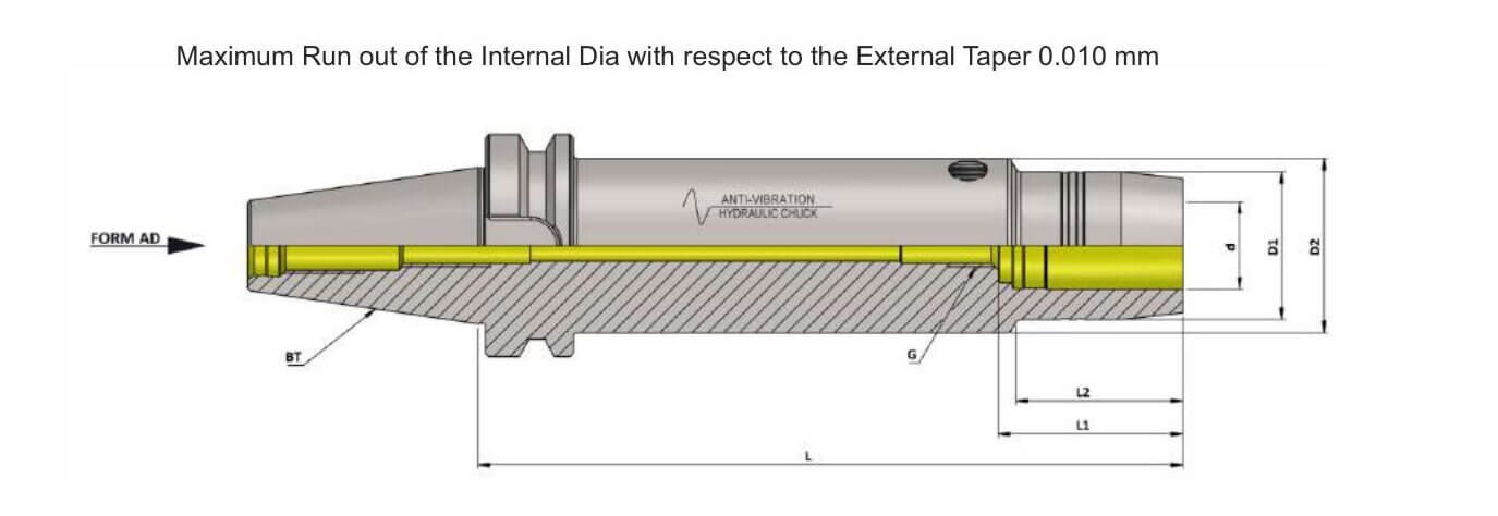 BT50 HC20 200 AD Anti-Vibration Hydraulic Expansion Chuck (BT MAS403)